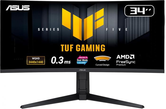Монітор Asus 34" TUF Gaming VG34WQL5A 2xHDMI, 2xDP, 4xUSB, MM, VA, 3440x1440, 21:9, 165Hz, 1ms, sRGB 120%, CURVED, AdaptiveSync, HAS, HDR400