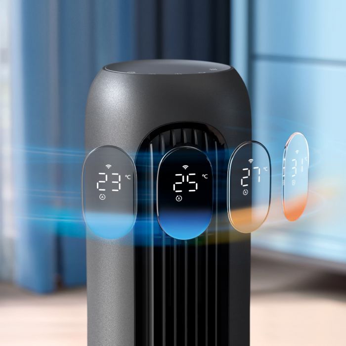 Вентилятор Philips колонний Series 7000, 30Вт, пульт ДУ, режим " Бриз", сенсорний дисплей, таймер, темно-сірий
