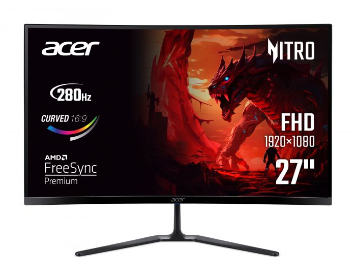 Монітор Acer 27" ED270Zbmiipx 2xHDMI, DP, MM, VA, 280Hz, 1ms, FreeSync Premium, CURVED