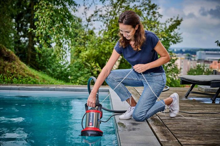 Насос дренажний Einhell Flutset GE-DP 7535 N LL ECO 750Вт, 18500л/год, вис. 9м, глиб. 7м, нержавіюча сталь, 5.7кг