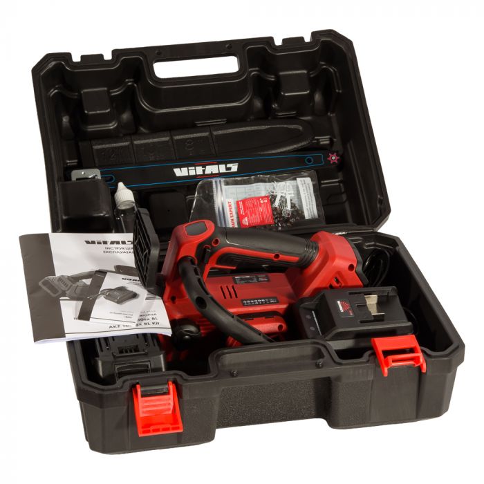 Пила ланцюгова акумуляторна Vitals AKZ 1830sx BL Kit18В акб 1х4А·год шина 30см 10м/c 4.5кг