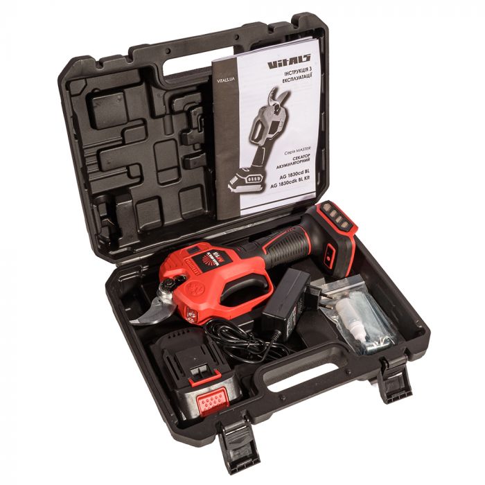 Секатор акумуляторний  Vitals Master AG 1830cdk BL Kit 18В акб 2А·год d різа 30мм 1.5кг кейс