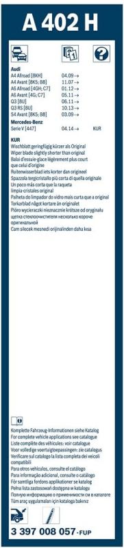 Склоочисник BOSCH Twin безкаркасний 400мм задній (3 397 008 057)
