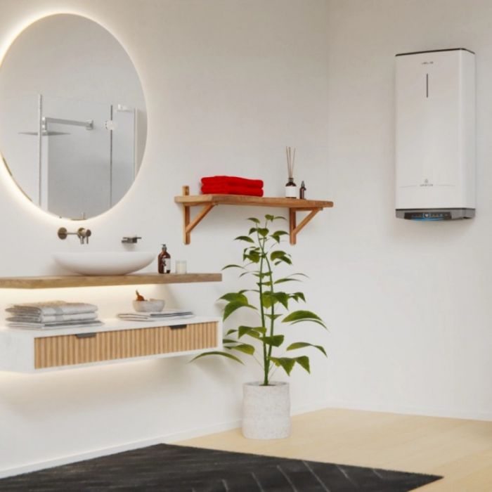 Водонагрівач електричний Ariston VELIS DUNE WIFI 80 EU плаский, слім, 80л, 2*1,5 кВт, емал. нагр. ел, ун. монтаж, ел. кер-ня, B, Італія, білий