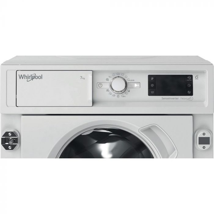 Пральна машина Whirlpool вбудована фронтальна, 7кг, 1400, D, 60см, дисплей, пара, білий
