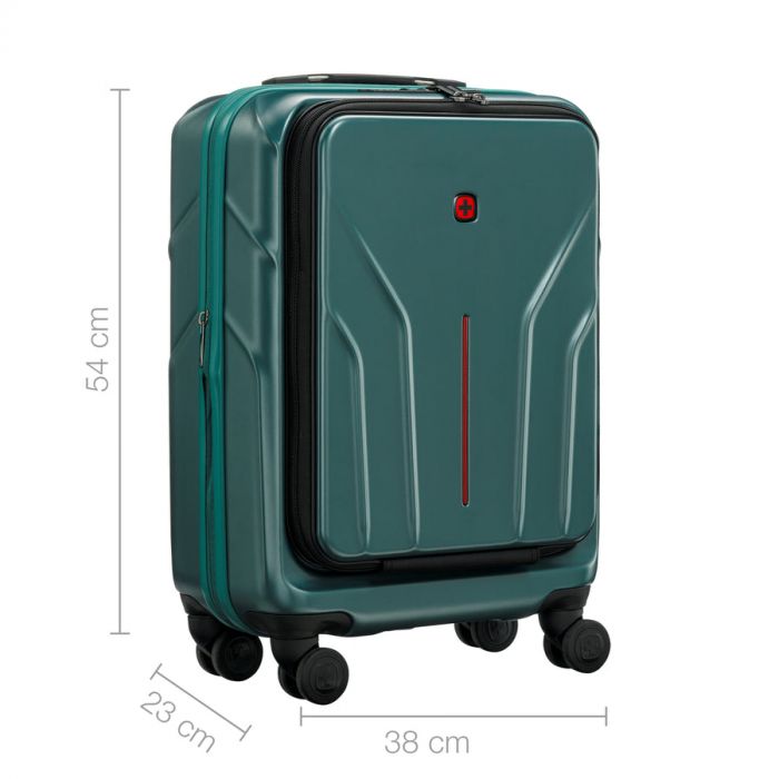 Валіза Wenger Amplix Hardside Carry-On, мала, з відсіком для н/б 16", полікарбонат, TSA, 4 колеса, розширення, USB, зелений