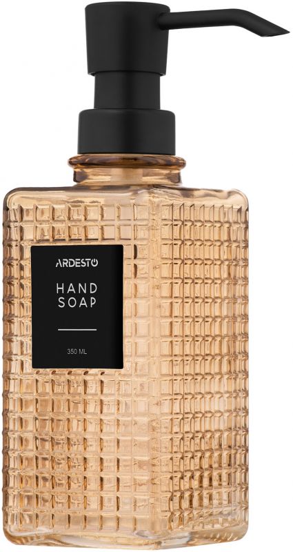 Диспенсер для мила ARDESTO Minimalism Empire, 350мл, содово-вапняне скло, пластик, бурштиновий