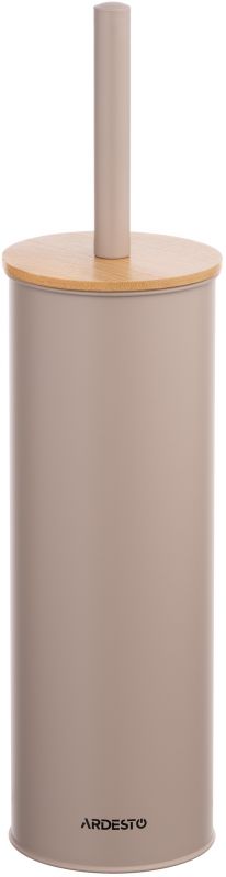 Набір щітка для унітазу з підставкою Ardesto Minimalism 9.5x27.5/38см, метал, поліпропілен, бамбук, бежевий