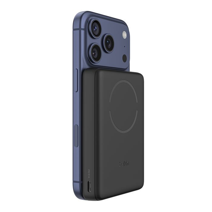 Акумулятор портативний літій-іонний Power Bank Belkin 10000мА·год, 20Вт/Qi2 7.5Вт, Slim Magnetic Ring, чорний