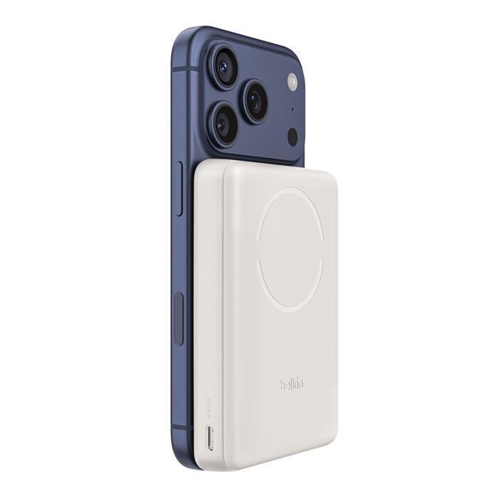 Акумулятор портативний літій-іонний Power Bank Belkin 10000мА·год, 20Вт/Qi2 7.5Вт, Slim Magnetic Ring, пісочний