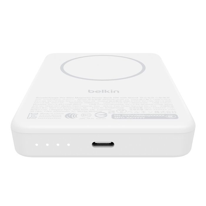Акумулятор портативний літій-іонний Power Bank Belkin 10000мА·год, 30Вт PD/Qi2 15Вт, Magnetic Kickstand, білий