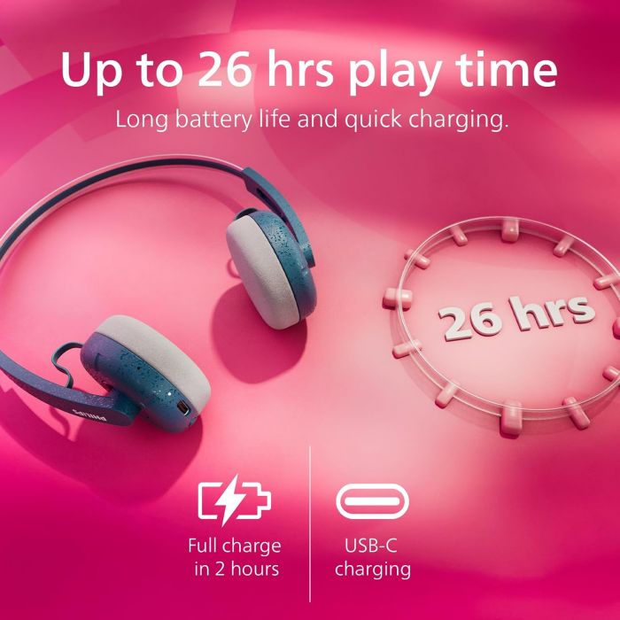 Навушники On-ear Philips TAH2000 BT 5.4, Wireless, Mic, Синій