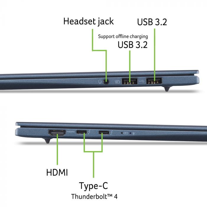 Ноутбук Acer Swift Edge 16 AI SFE16-I51 16" 2.8K OLED, Intel U7-355, 16GB, F512GB, UMA, Win11, синій