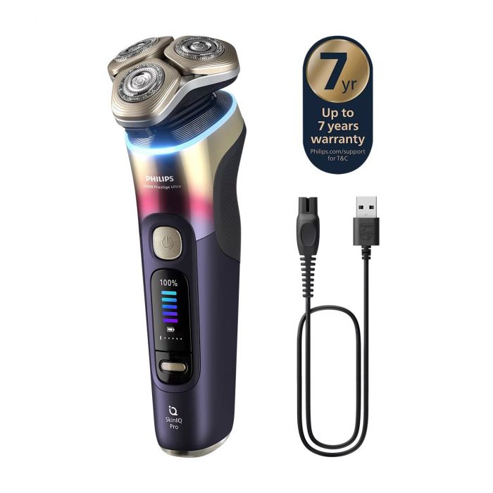 Бритва електр. Philips Series i9000 Prestige Ultra,  бритв.головок-3, Li-Ion, сух.+волог., індикатор заряду, твердий чохол, картридж для чищення, фіолетовий