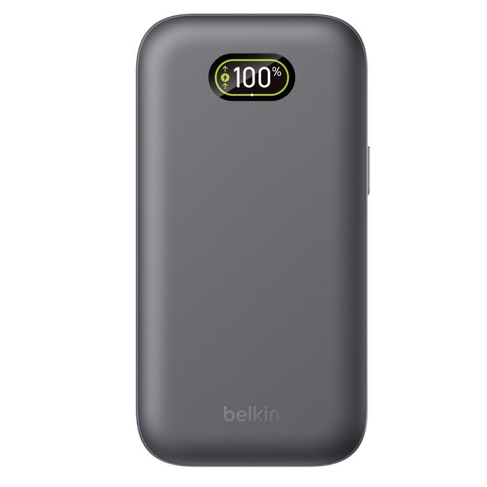 Акумулятор портативний літій-іонний Power Bank Belkin 27000мА·год, 240Вт, з інтегрованим кабелем USB-C, сірий