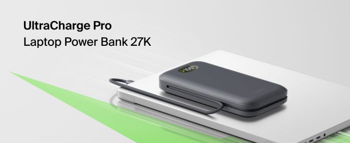 Акумулятор портативний літій-іонний Power Bank Belkin 27000мА·год, 240Вт, з інтегрованим кабелем USB-C, сірий