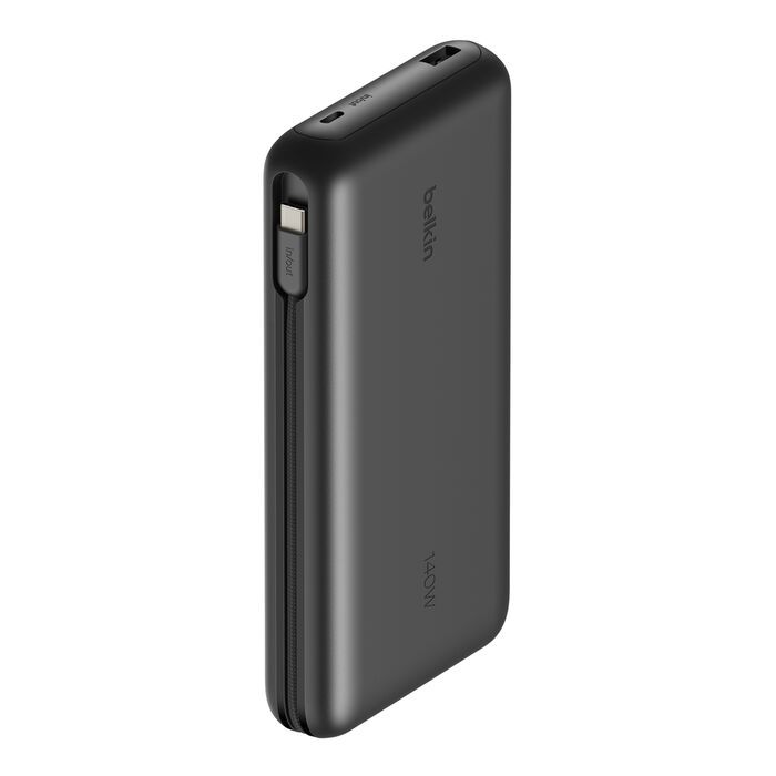 Акумулятор портативний літій-іонний Power Bank Belkin 25000мА·год, 158Вт, з інтегрованим кабелем USB-C, чорний