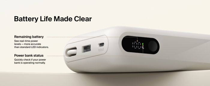Акумулятор портативний літій-іонний Power Bank Belkin 20000мА·год, 45Вт, з інтегрованим кабелем USB-C, пісочний