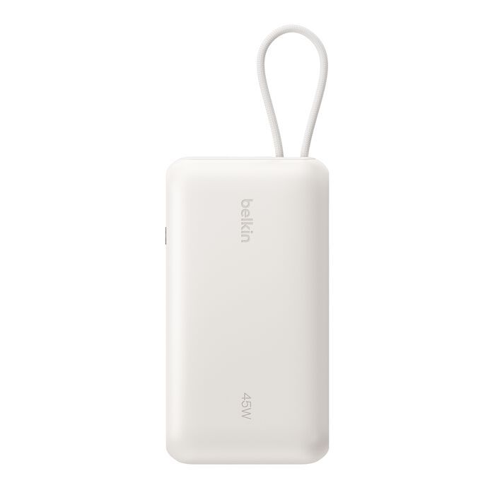 Акумулятор портативний літій-іонний Power Bank Belkin 20000мА·год, 45Вт, з інтегрованим кабелем USB-C, пісочний