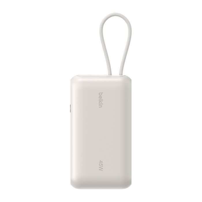 Акумулятор портативний літій-іонний Power Bank Belkin 10000мА·год, 45Вт, з інтегрованим кабелем USB-C, пісочний