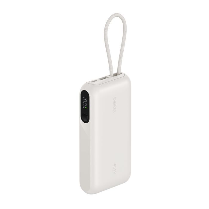 Акумулятор портативний літій-іонний Power Bank Belkin 10000мА·год, 45Вт, з інтегрованим кабелем USB-C, пісочний