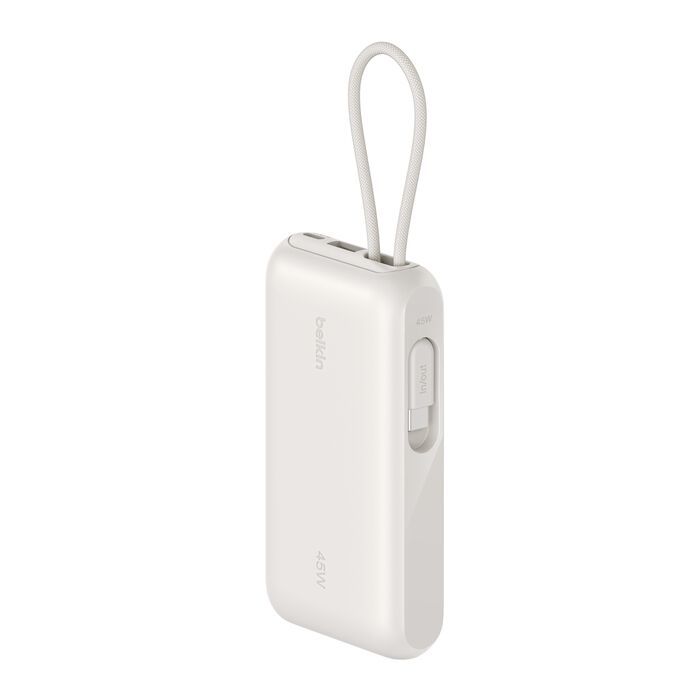 Акумулятор портативний літій-іонний Power Bank Belkin 10000мА·год, 45Вт, з інтегрованим кабелем USB-C, пісочний