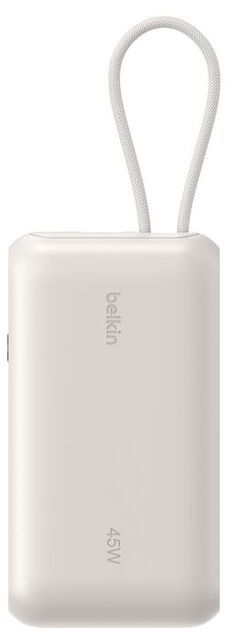 Акумулятор портативний літій-іонний Power Bank Belkin 10000мА·год, 45Вт, з інтегрованим кабелем USB-C, пісочний
