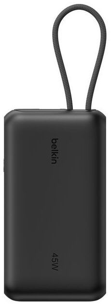 Акумулятор портативний літій-іонний Power Bank Belkin 10000мА·год, 45Вт, з інтегрованим кабелем USB-C, чорний