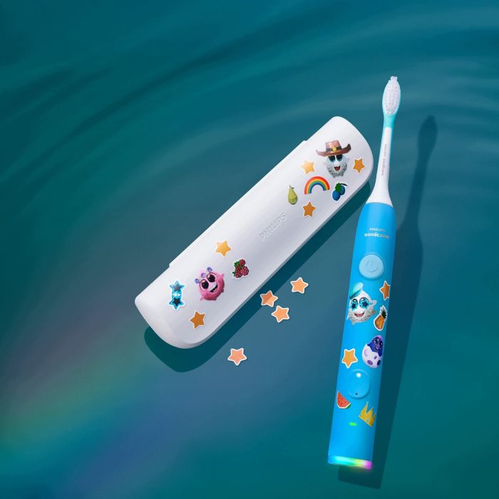 Щітка зубна електр. Philips, Sonicare For Kids Smart, насадок-2, дорожній футляр, 2 наклейси, синій