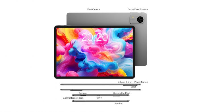 Планшет Teclast M50T 10.1" 4ГБ, 128ГБ, 7000мА•ч, Android, сірий