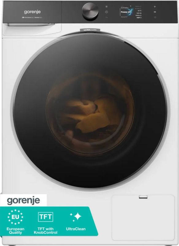 Пральна машина Gorenje фронтальна, 8кг, 1400, A+++, 54см, дисплей, інвертор, пара, Wi-Fi, білий