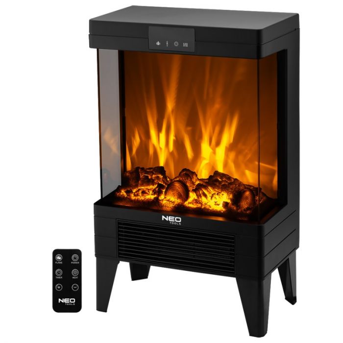 Камін електричний, декоративний Neo Tools, 50/60Гц, 2000Вт, 2 режими, таймер, чорний 4.8кг