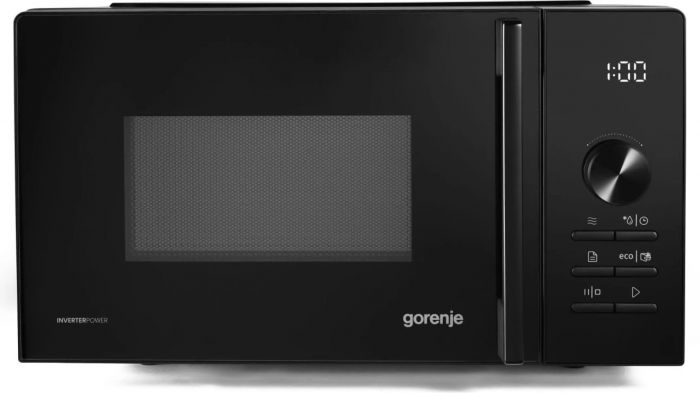 Мікрохвильова піч Gorenje, 20л, електр. керув., 800Вт, гриль, дисплей, 20 програм, інвертор, чорний