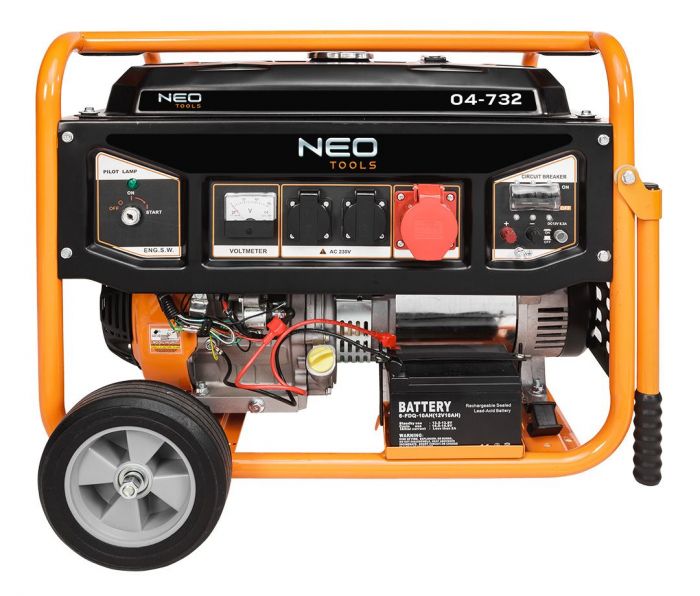 Генератор бензиновий Neo Tools 230/400В, 1/3 фази 7.0/7.5кВт, електростартер, IP23M, 90кг