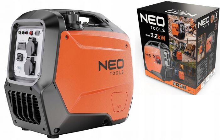 Генератор бензиновий інверторний Neo Tools 230В, 3/3.2кВт, ручний стартер, USB Type C 5, 22кг