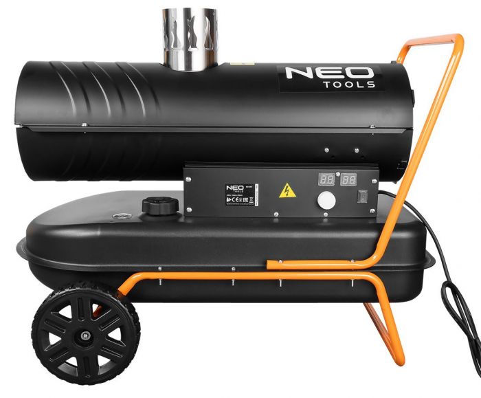 Теплова гармата дизельна Neo Tools, прямого нагріву, 30кВт, 280м2, 850м3/год, димохід 120мм, IPX2, чорний, 30кг