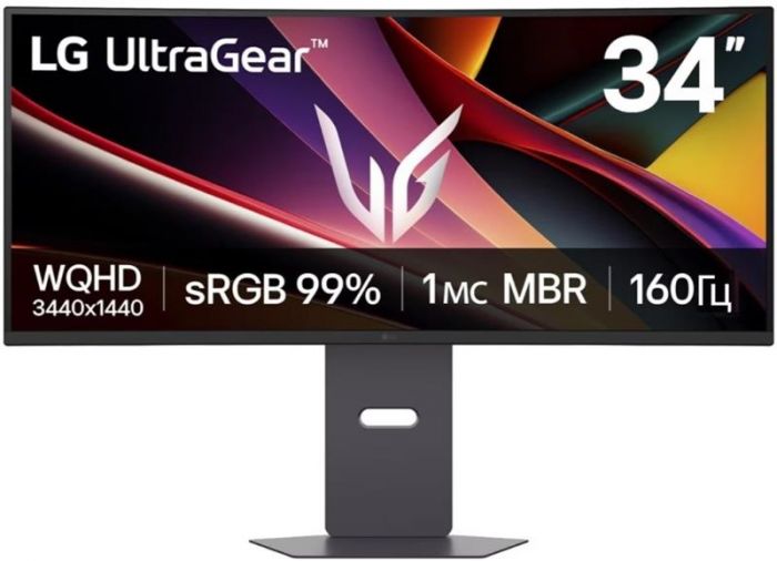 Монітор LG 34" 34G600A-B 2xHDMI, DP, MM, VA, 3440x1440, 160Hz, CURVED, sRGB 99%, FreeSync, HAS, HDR10