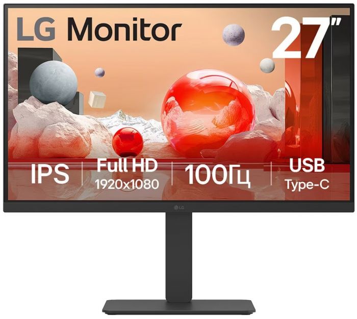 Монітор LG 27" 27BA650-B 2хHDMI, DP, USB-C, MM, IPS, 100Hz, sRGB 99%, Pivot