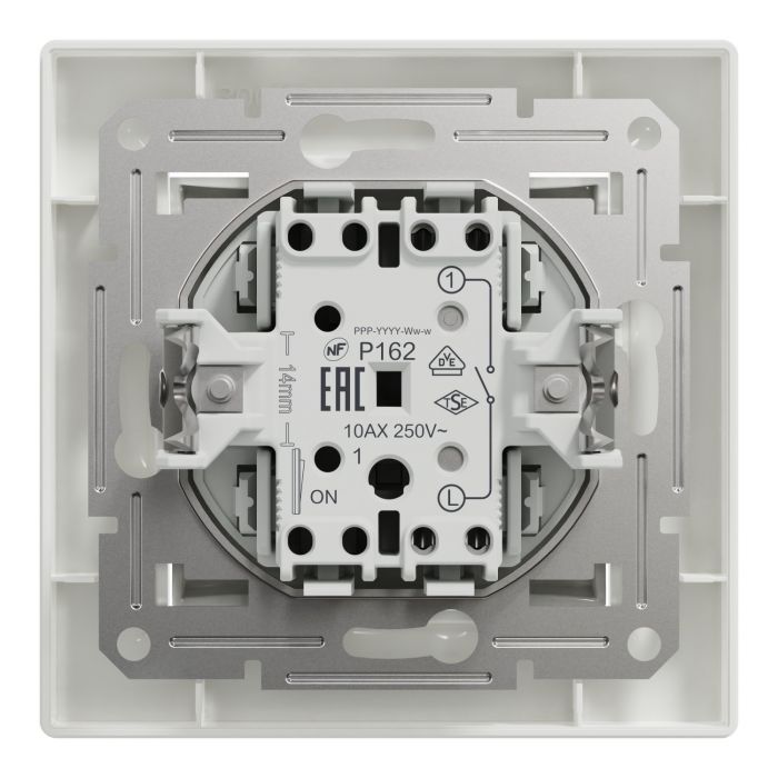 Вимикач 1-клавішний Schneider Electric, Asfora (білий, самозажимний)