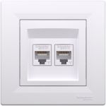 Розетка подвійна комп'ютерна rj45 Schneider Electric, Asfora (білий)