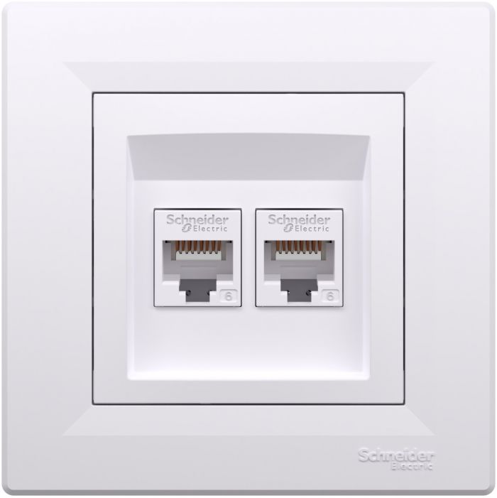 Розетка подвійна комп'ютерна rj45 Schneider Electric, Asfora (білий)