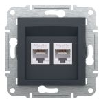 Розетка подвійна комп'ютерна rj45 Schneider Electric, Asfora (антрацит)