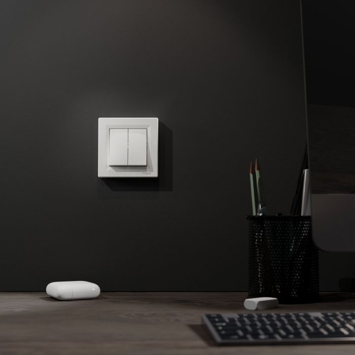 Перемикач 2-клавішний Schneider Electric, Asfora (білий, самозажимний)
