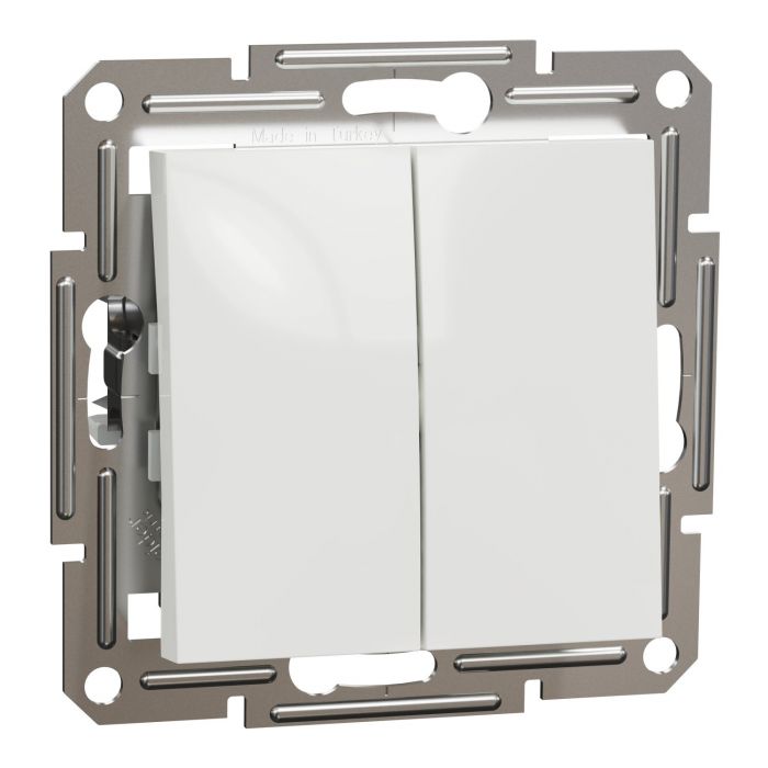 Перемикач 2-клавішний Schneider Electric, Asfora (білий, без рамки)