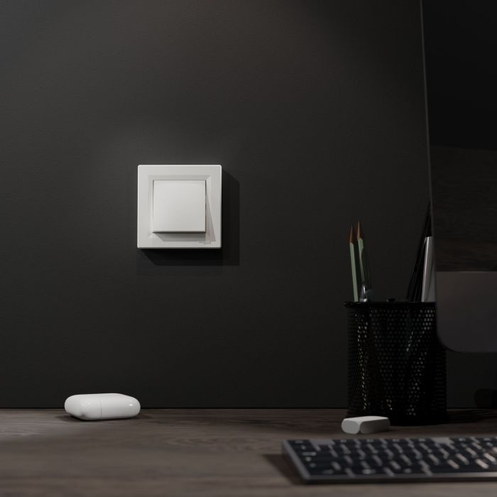 Перемикач перехресний 1-клавішний Schneider Electric, Asfora (білий, самозажимний)