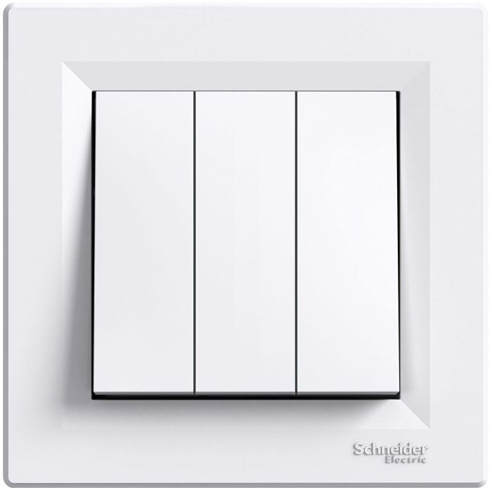 Вимикач 3-х клавішний Schneider Electric, Asfora (білий)