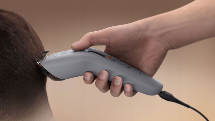 Машинка для стриження  Philips Series 3000, від мережі, роторний мотор, насадок-3, сухе чищення, сталь, сіра