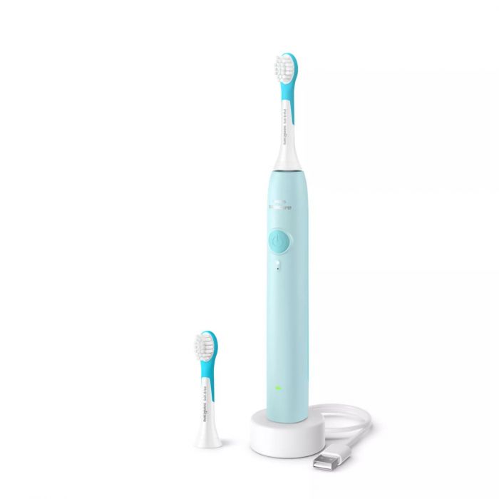 Щітка зубна електр. Philips, Sonicare For Kids, насадок-2, Bluetooth, наліпки, блакитний