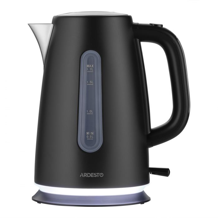 Електрочайник ARDESTO 1.7л, Strix, метал, підсвітка, матовий, чорний