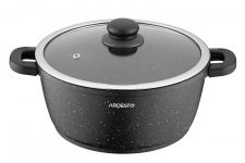 Каструля Ardesto Gemini Anzio, скляна кришка, 24 см, 4,4 л, чорний, алюміній